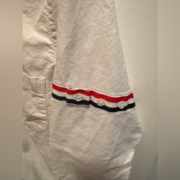 Thom Browne decorative stripe detail on both sleeves heavy shirt | Size L - Picture 2 of 8